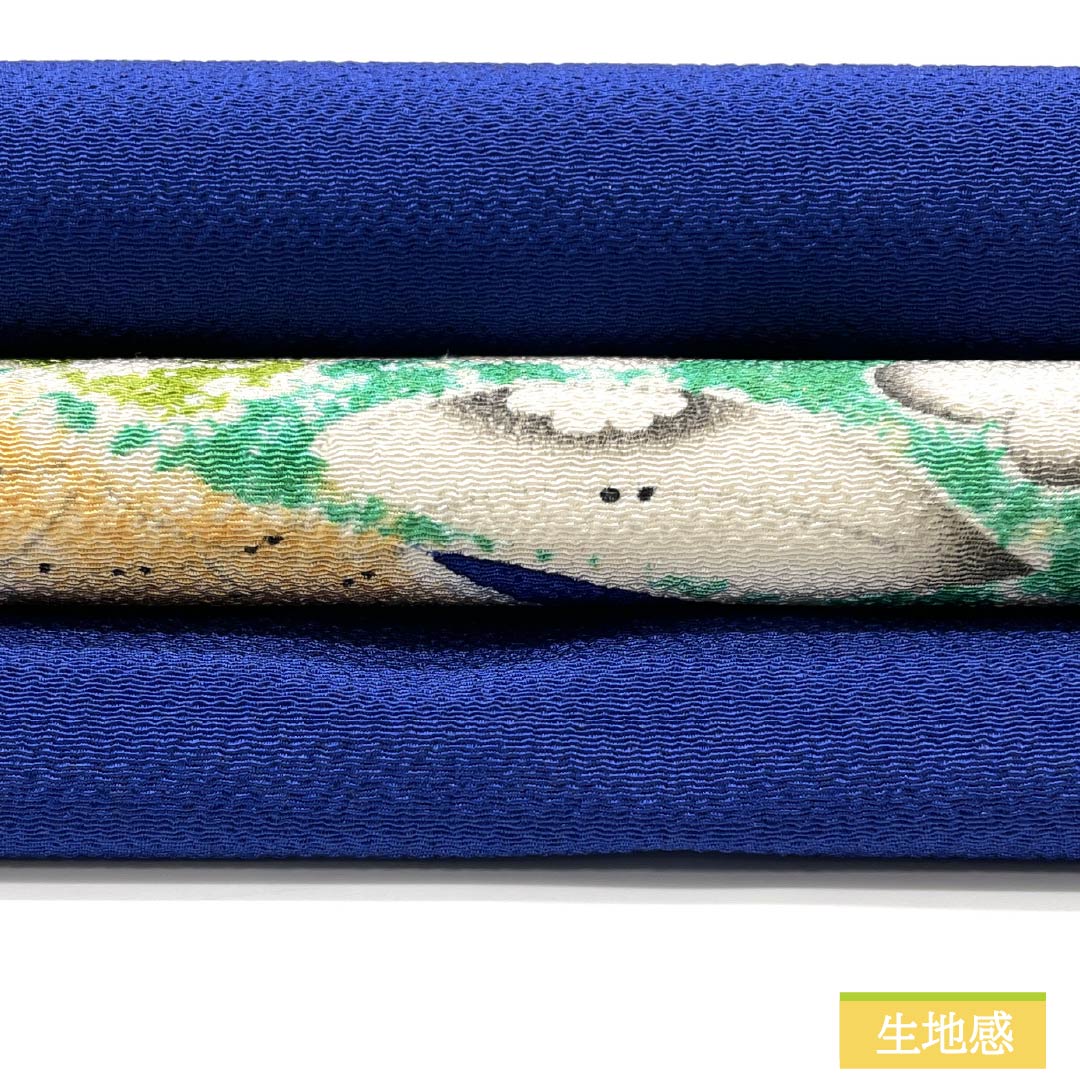 Nagoya Obi, Deep Bellflower Blue (Koi-Kyo-Iro), Dyed with Tsujigahana Pattern, 352cm Long, Pure Silk, Grade A, Pointed Pattern, Semi-Formal, Blue, Item Number: 1124008973317, Nagoya Style