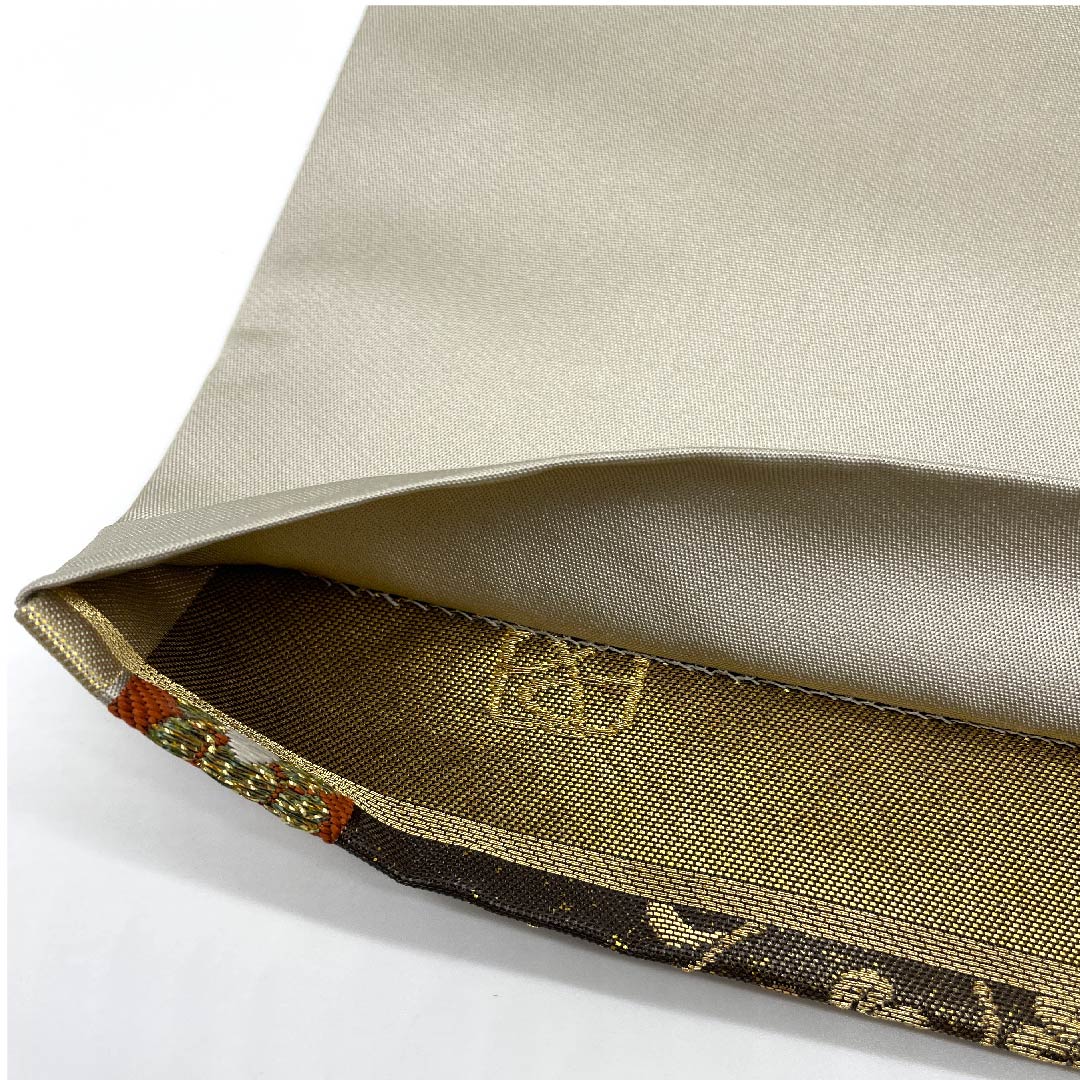 袋帯 金色 華紋 鳳凰 加納幸 帯丈438cm 正絹 Sランク 六通 フォーマル 金系 1123006132321