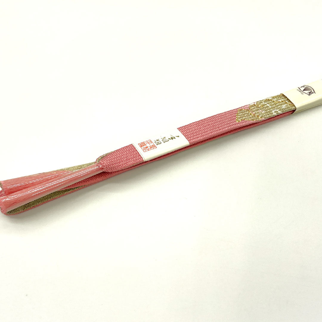 （新古品） 帯締め・帯揚げセット 正絹 NEWランク 長春色（ちょうしゅんいろ） 中紅色（なかのくれないいろ） 手組紐 千晃謹製 長さ約160cm 幅約1.6cm セミフォーマル ピンク系 1141000571313