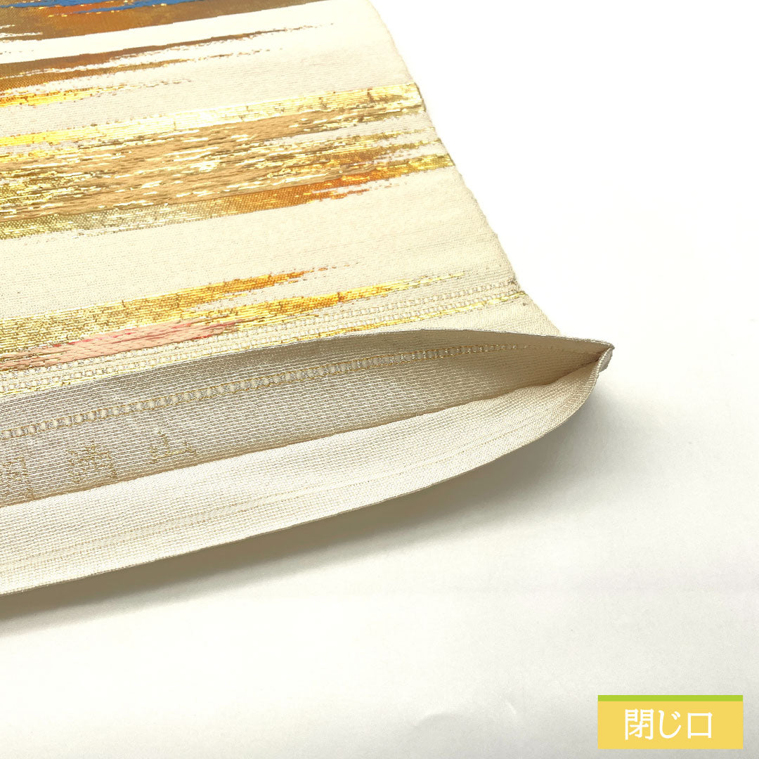 袋帯 正絹 Aランク 環美術織物 西陣織 黎明満山   帯丈420cm 六通 セミフォーマル 白系 1123016523311