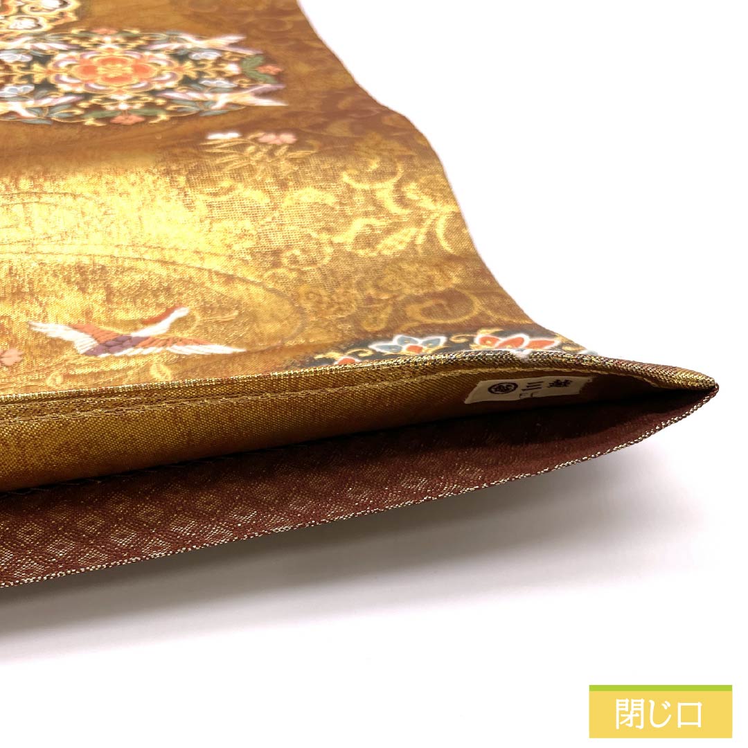 袋帯 正絹 留袖用 宝相華 鳳凰 流水 帯丈430cm Sランク 六通 フォーマル 金系 1123014582321