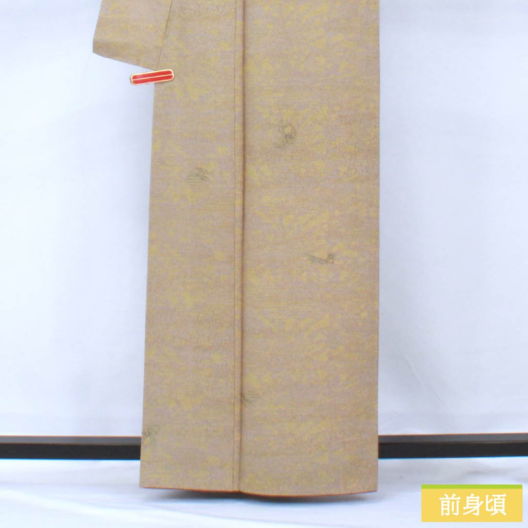 小紋 ポリエステル 身丈161cm 裄丈64.5cm 袷 鈍紫色（にぶむらさきいろ） 洗える着物 抽象模様 Sランク グレー系 1115005982422
