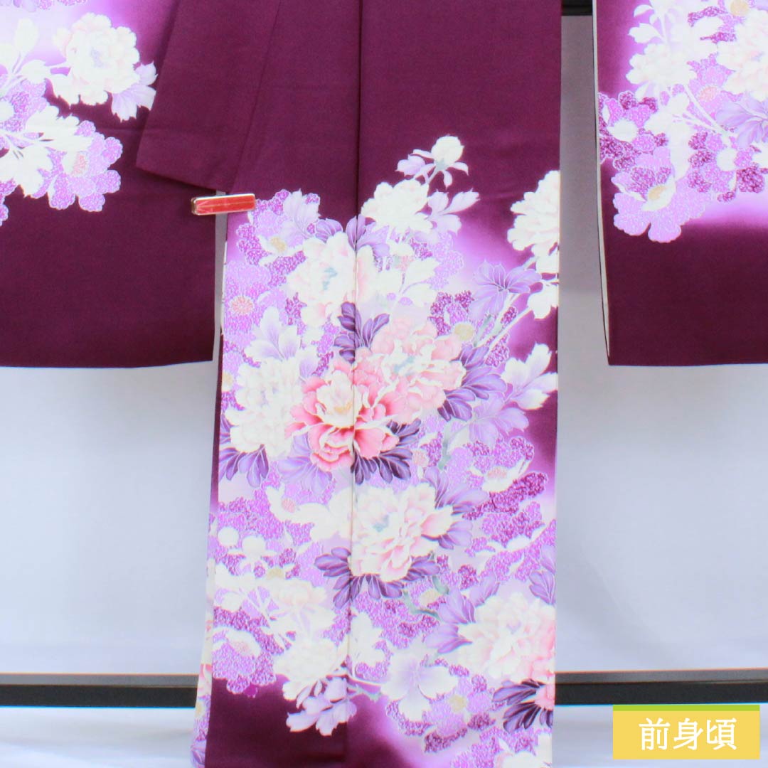 振袖 正絹 Aランク 身丈169cm 裄丈69cm 袷 似紫色（にせむらさきいろ） 京友禅 草花 紫系 1113002153520
