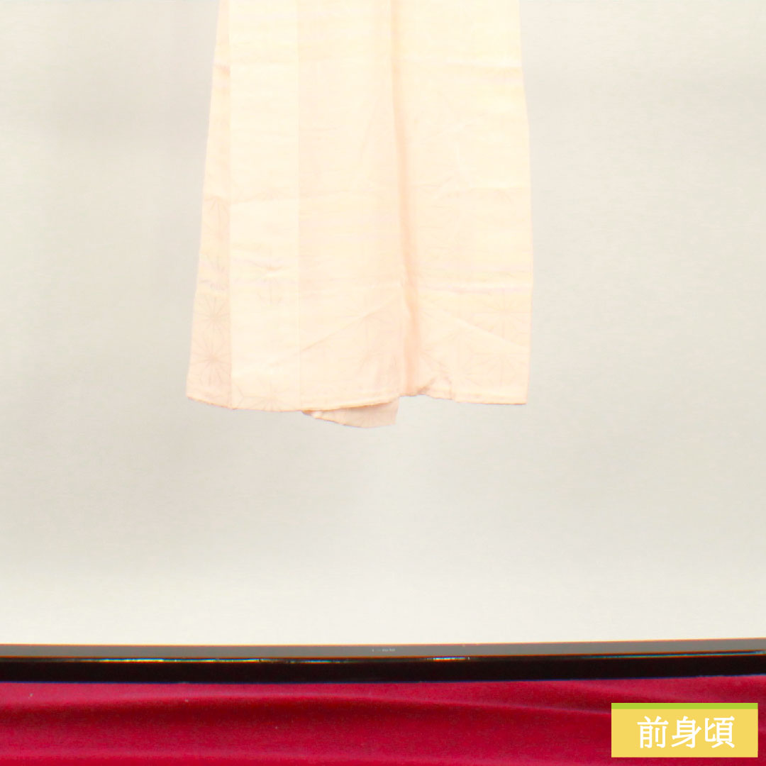 Nagajuban (long undergarment) made of pure silk, length 125.5cm, sleeve length 64.5cm, single layer, dawn color, gradation dye, hemp leaf pattern, A rank, pink, 1129000703313