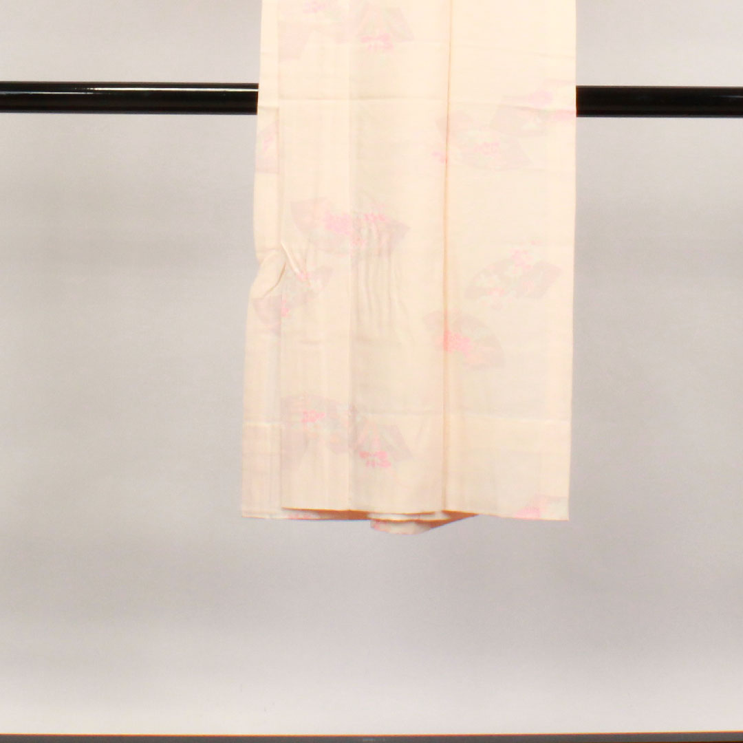長襦袢 正絹 身丈127cm 裄丈64.5cm 単衣  フォーマル 扇面 草花模様  Sランク ピンク系 1129000562213
