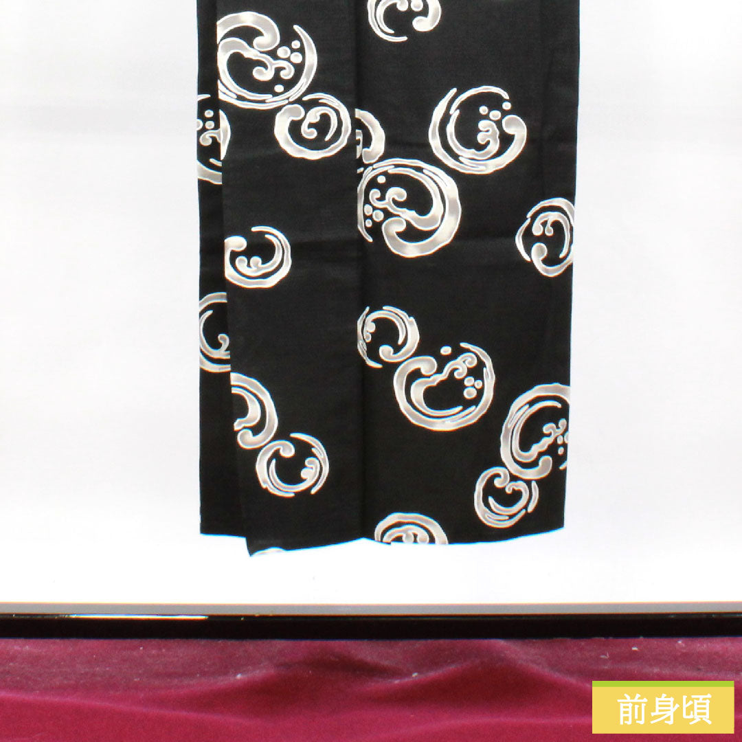 Yukata, cotton, length 144cm, sleeve length 67.5cm, S rank, single layer, black, men's, abstract pattern, Ryoko Kikuchi, 1118004952410
