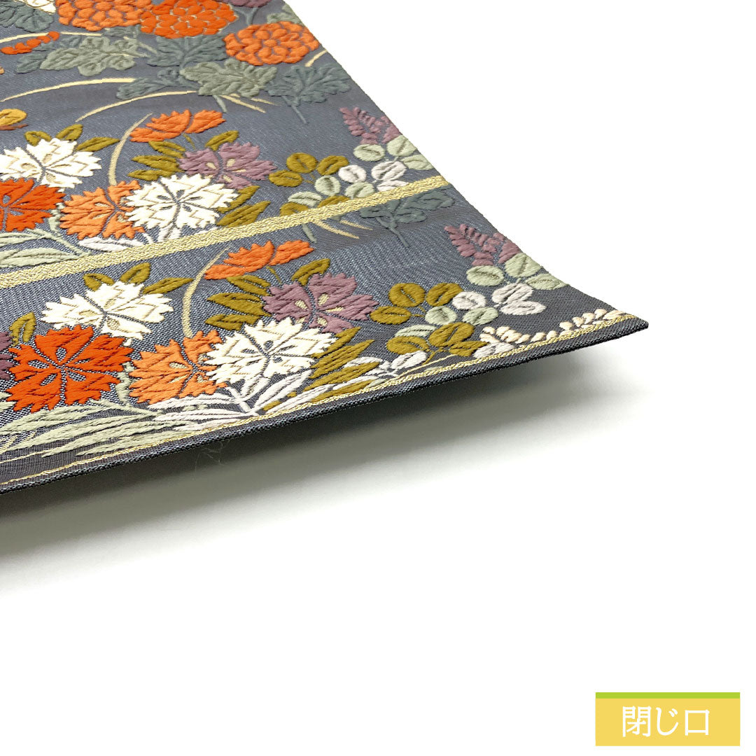 袋帯 正絹 Aランク 鉛色（なまりいろ） 西陣織 唐織 茶屋辻模様  帯丈426cm 六通 フォーマル グレー系 1123016933322