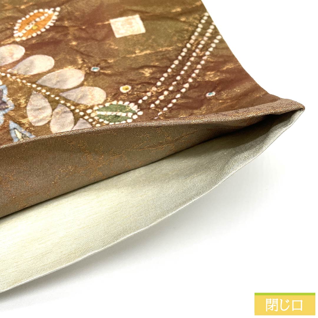 リサイクル着物】袋帯 金色 作家物 辻ヶ花模様 422cm 正絹 Sランク 六