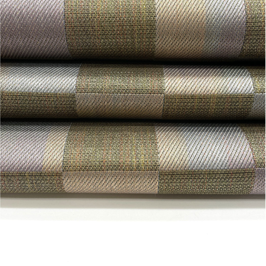 袋帯 全通全景 市松 縞 リバーシブル 帯丈440cm 正絹 Sランク 全通 セミフォーマル グラデーション系 1123003762399