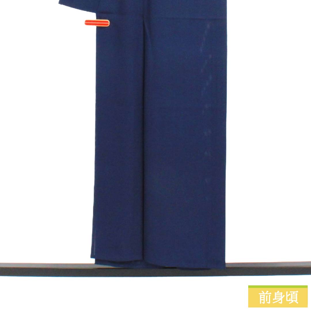 リサイクル着物】夏物 正絹 色無地 Aランク 身丈153.5cm 裄丈65cm 紺色