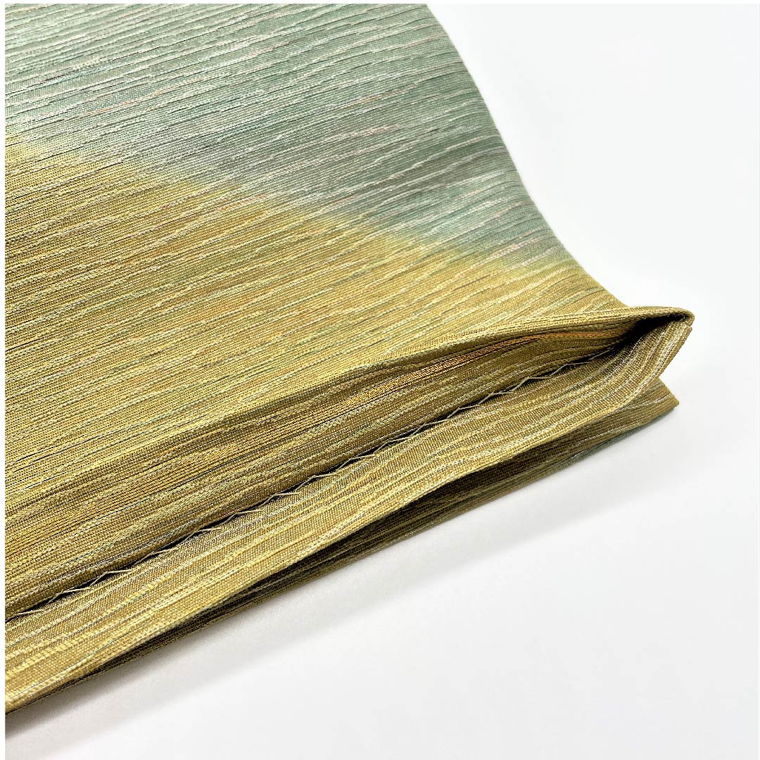 袋帯 黄海松茶色（きみるちゃいろ） 金彩 染め帯 帯丈444cm 正絹 Aランク ポイント柄 セミフォーマル 緑系 1123005413319