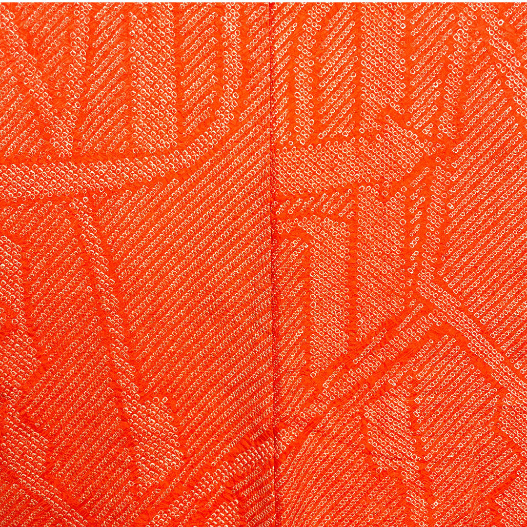 羽織 身丈81cm 裄丈64.5cm 京緋色 絞り 幾何学模様 正絹 Aランク 袷 朱系 1117000383916