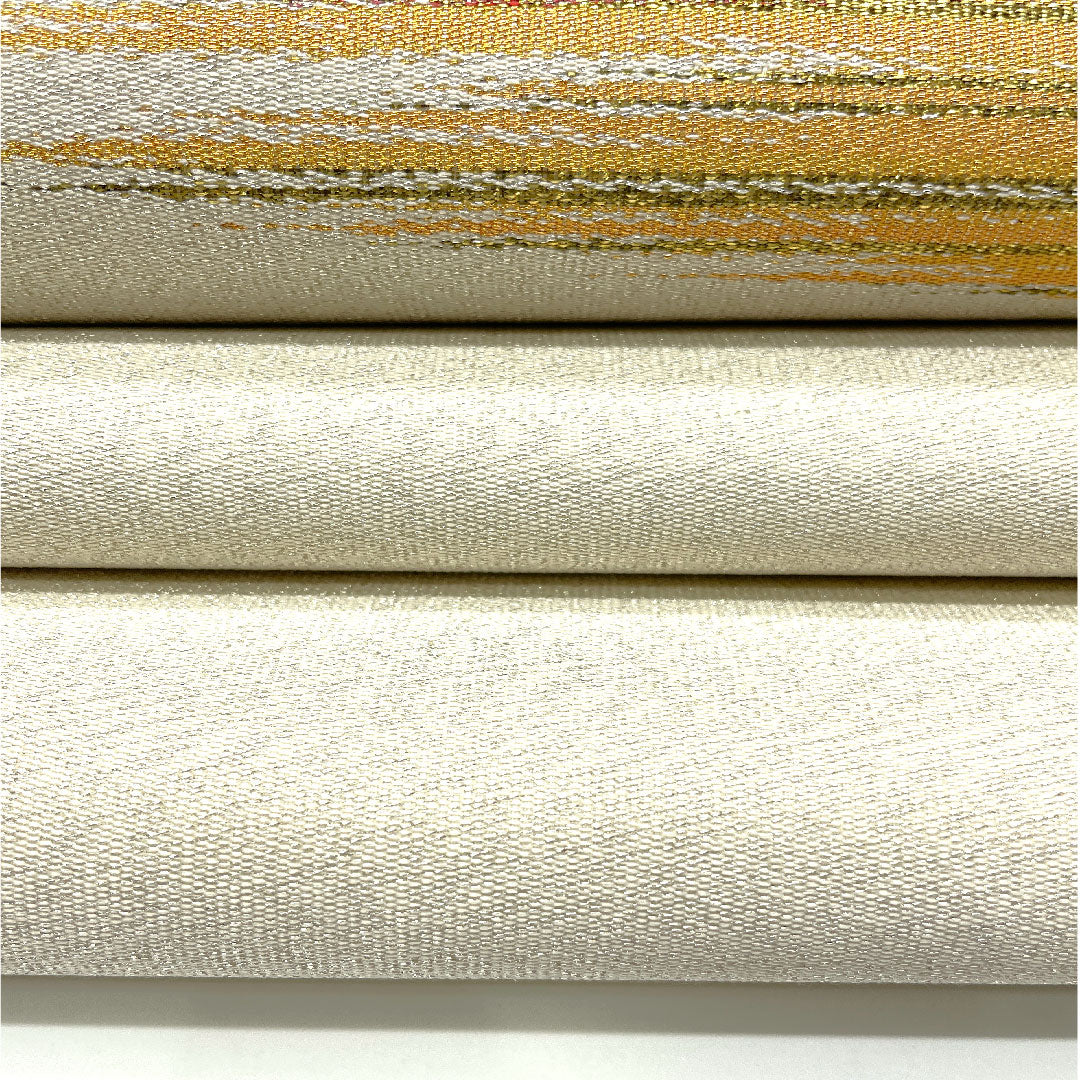 袋帯 砂子綴れ 霞に遠山模様 帯丈424cm 正絹 Sランク ポイント柄 フォーマル 銀系 1123004212322