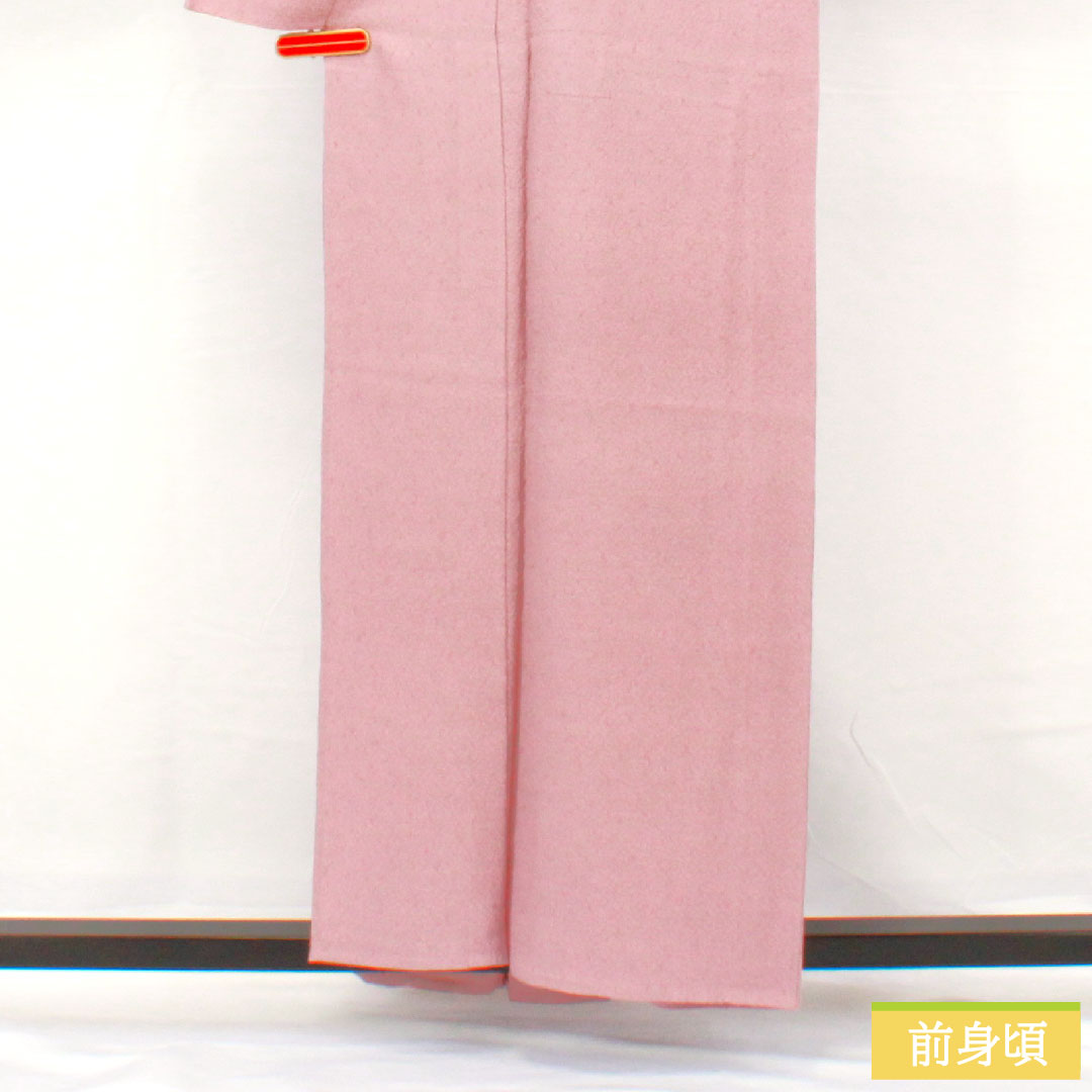 色無地 正絹 身丈158cm 裄丈66cm 淡紅藤色（うすべにふじいろ） 一つ紋 五三桐 単衣 Sランク 紫系 1114001602320