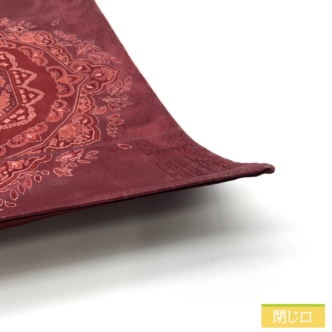 袋帯 正絹 Aランク 臙脂色（えんじいろ） 宝相華 帯丈414cm 六通 セミフォーマル 赤系 1123015673312