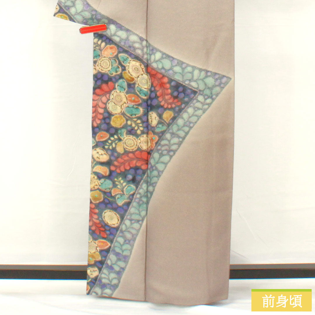 訪問着 正絹 袷 身丈159.5cm 裄丈64.5cm 紫鼠色（むらさきねずいろ） 辻ヶ花 金通し Aランク グレー系 1112005063322