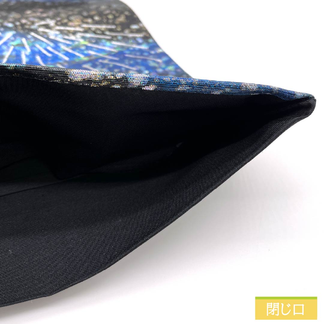 （未仕立）袋帯 正絹 黒色（くろいろ） 住宅街 花火 帯丈460cm Sランク ポイント柄 セミフォーマル 黒系 1123012202410