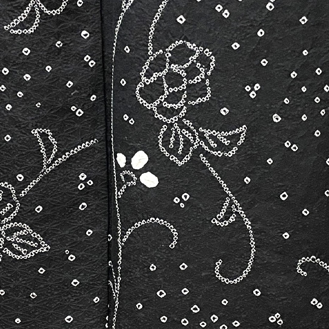 小紋 身丈153cm 裄丈63.5cm 袷  絞り 幾何学模様  正絹 Sランク 黒系 1115002732210