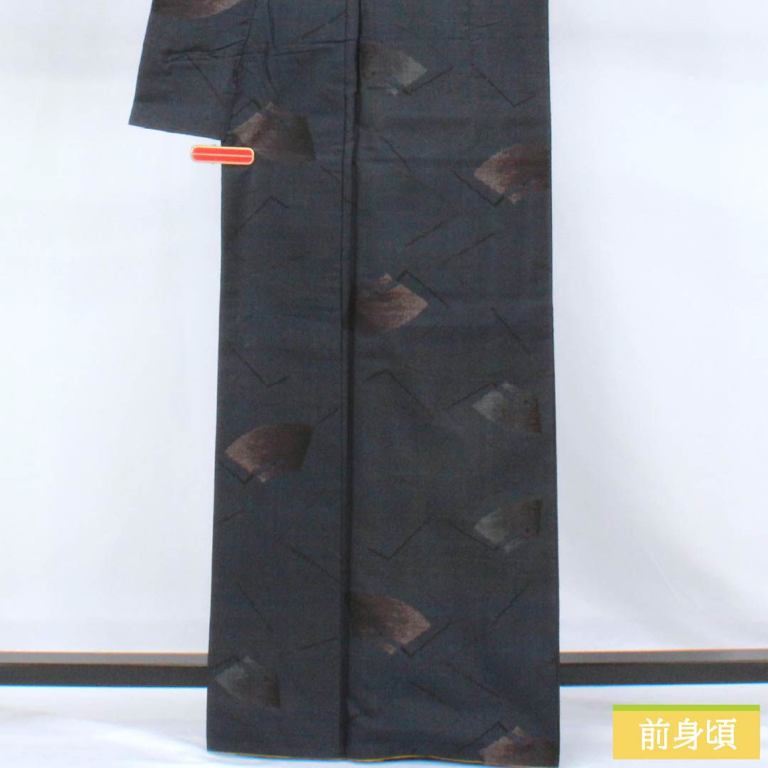 紬 正絹 Aランク 身丈165cm 裄丈64cm 濃紺色（のうこんいろ） 大島紬 9マルキ 片ス 袷 紺系 1116005183518