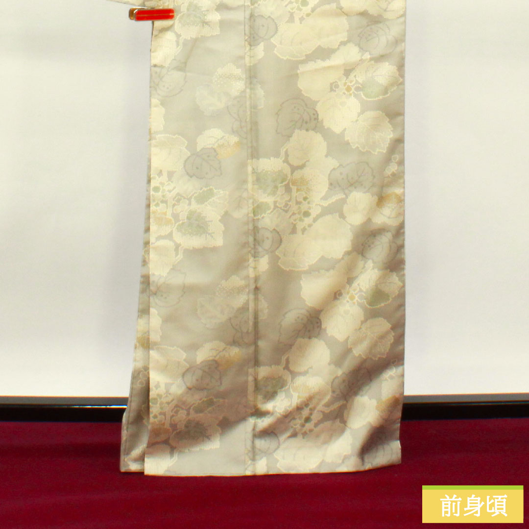 小紋 正絹 身丈166cm 裄丈70.5cm 袷 絹鼠色（きぬねずいろ） 蔦 Aランク グレー系 1115004123522
