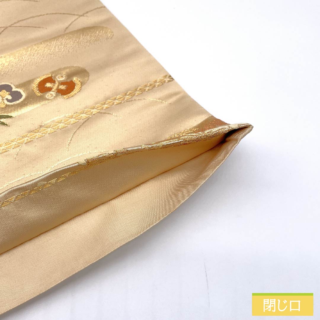 袋帯 正絹 胡桃色（くるみいろ） 留袖用 宝尽くし 花唐草 帯丈430cm Sランク 六通 フォーマル ベージュ系 1123013582325