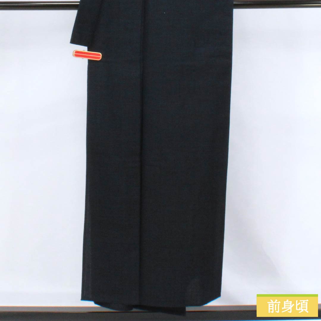 男物 ウール Aランク 身丈149.5cm 裄丈65.5cm  アンサンブル 単衣 紺系 1119000923418
