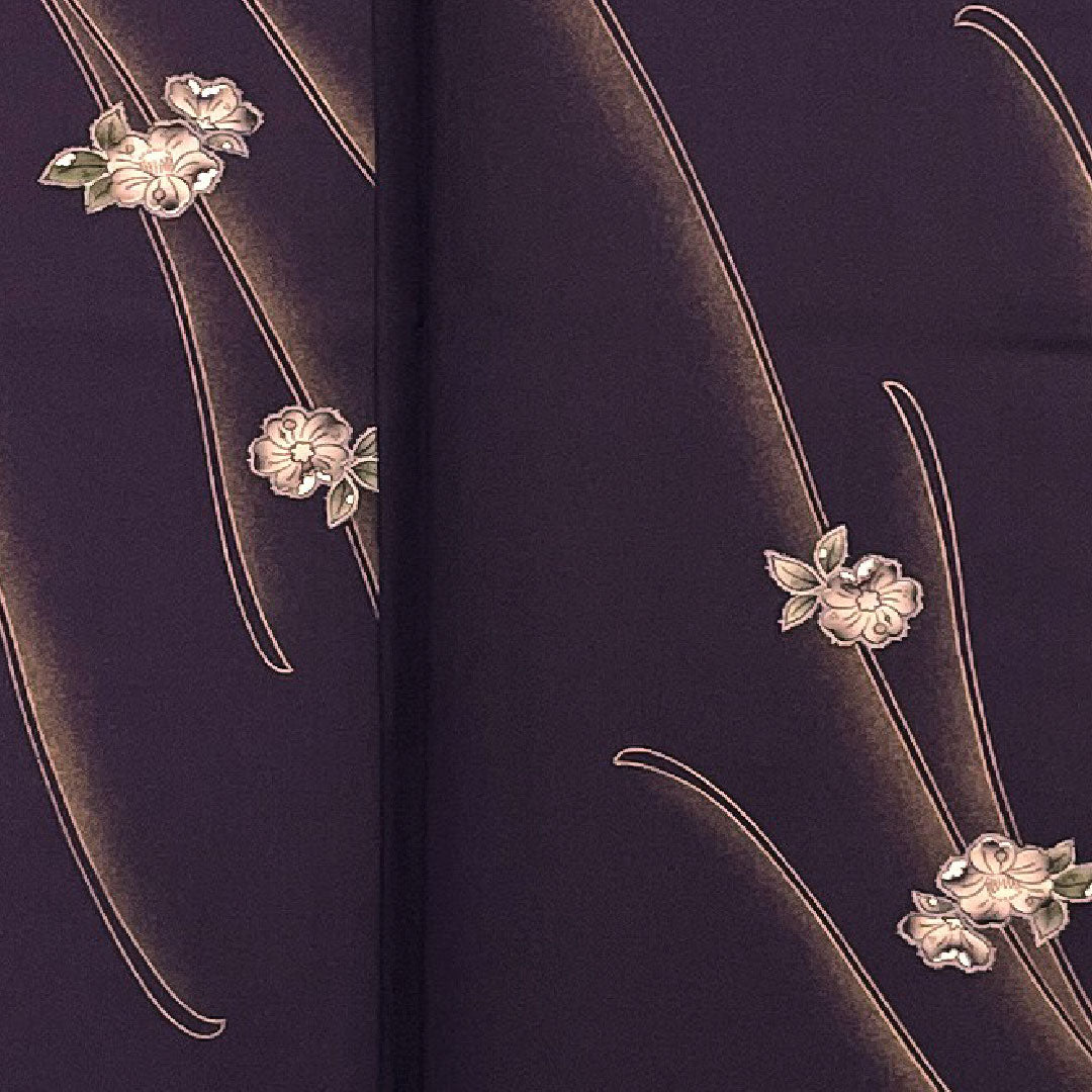 Komon, Length 164.5cm, Sleeve length 66cm, Lined, Flower pattern, Pure silk, S rank, Purple, 1115001162320