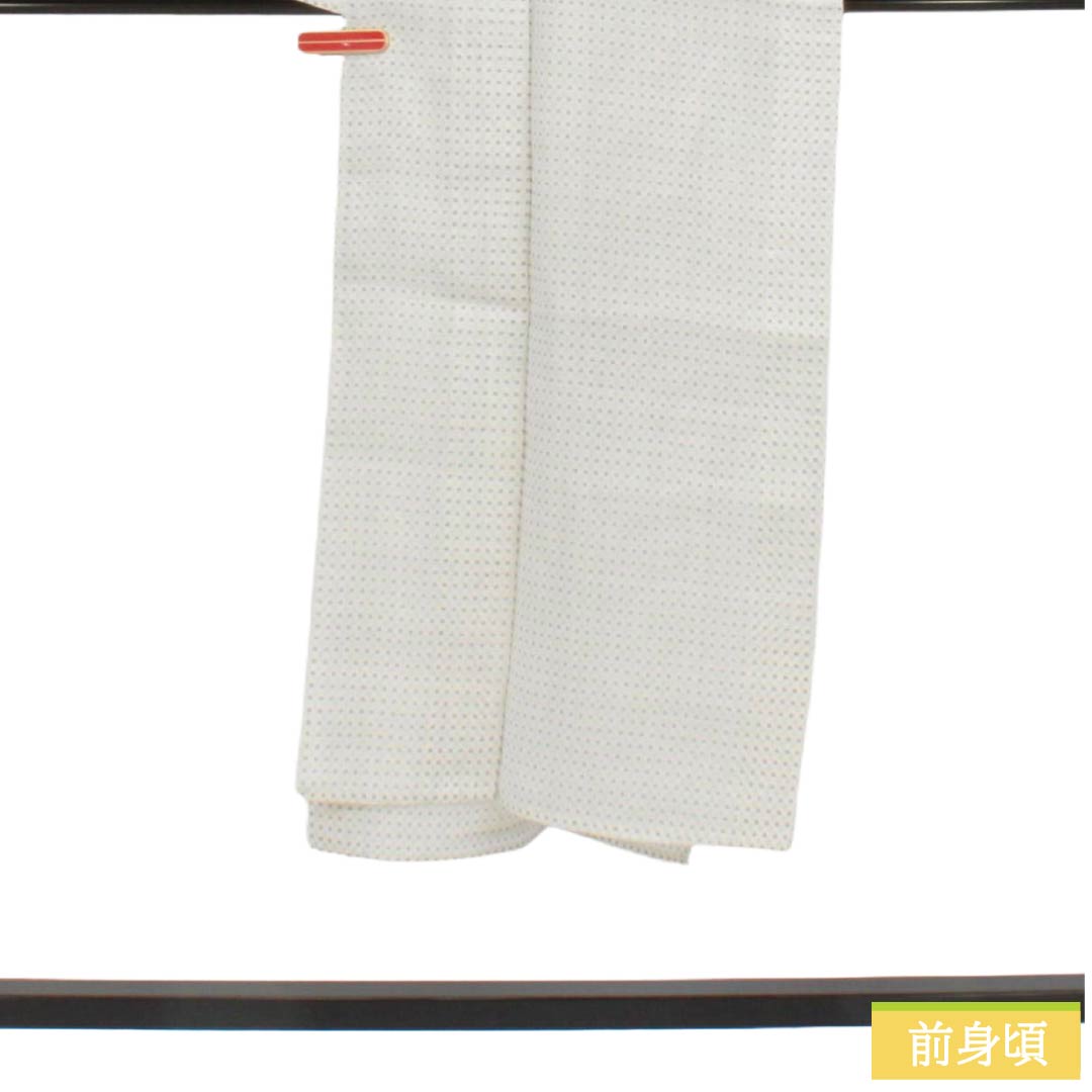 夏物 麻 男物 Bランク 身丈141cm 裄丈68cm 能登上布 絣柄 紗 白系 1132006454411
