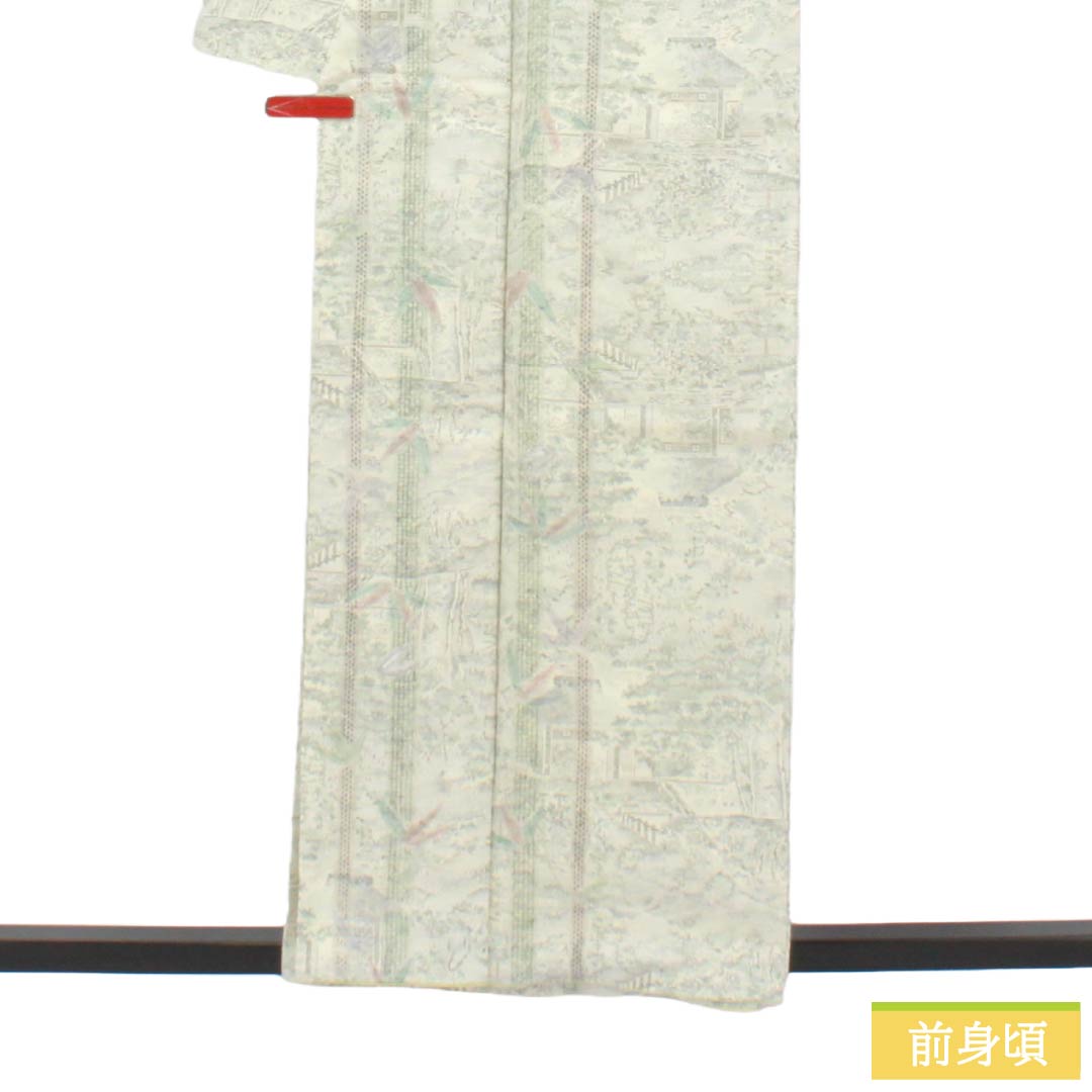 リサイクル着物】紬 正絹 Aランク 身丈157cm 裄丈62.5cm 白大島 9