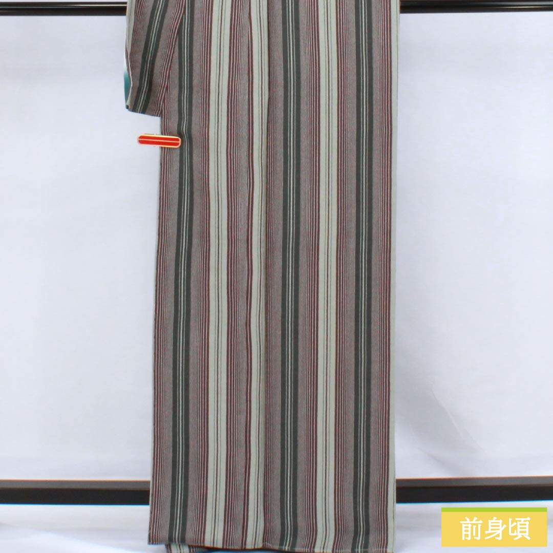 Komon (small pattern) silk, S rank, length 163.5cm, sleeve length 66cm, lined, blue-and-white porcelain color, striped crepe fabric, green basting thread included, product number 1115006452419