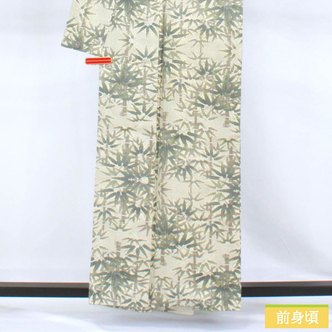 紬 正絹 Aランク 身丈159.5cm 裄丈62.5cm 白大島 7マルキ 一元 竹 袷 白系 1116005113311