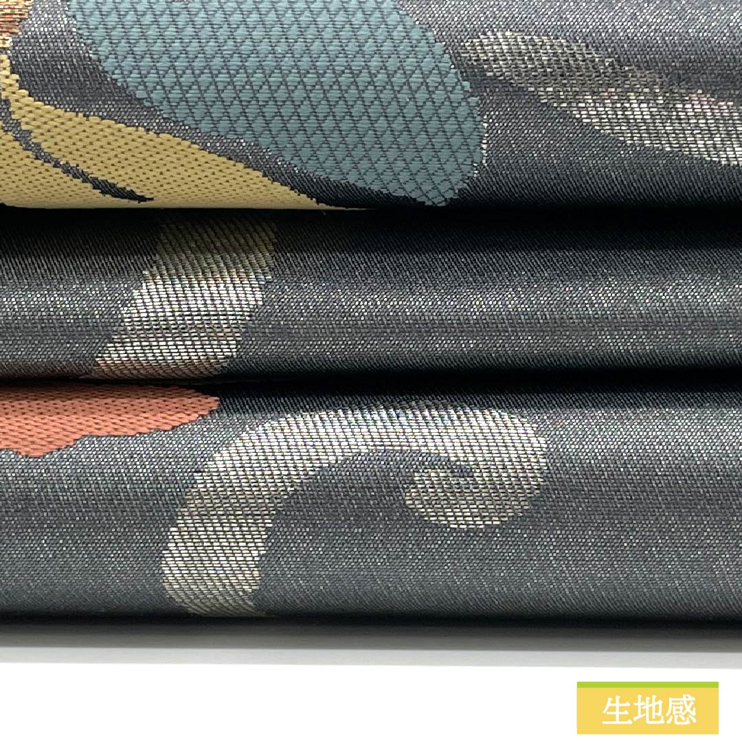 Nagoya Obi, Pure Silk, S-Rank, Gray-Blue (Haiaoiro), Chinese Flower Pattern, Length 362cm, Pointed Pattern, Semi-Formal, Gray, Product Number 1124010762322, Nagoya Style