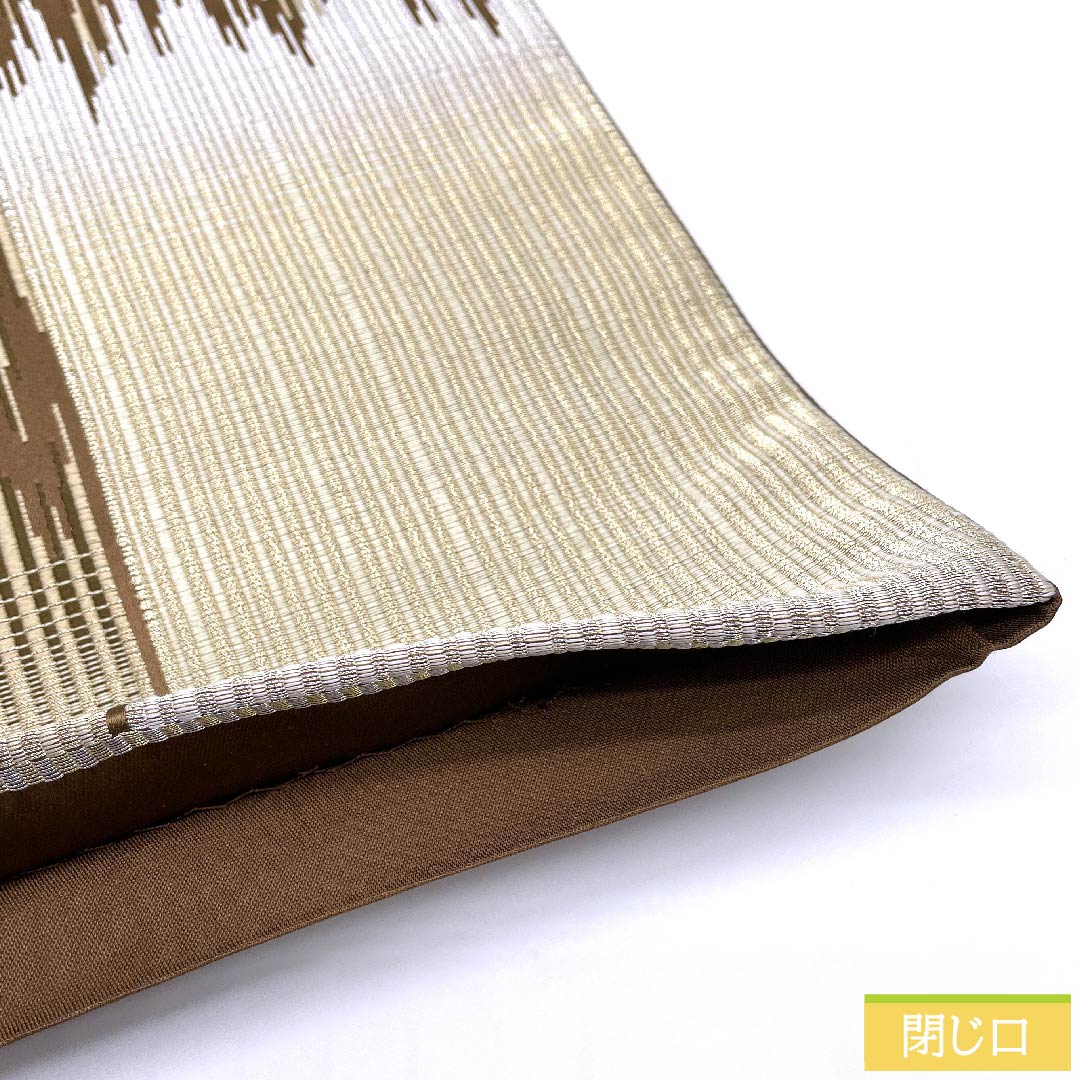 袋帯 正絹 羊羹色（ようかんいろ） 縞 帯丈443cm Sランク 六通 セミフォーマル 茶系 1123011032314