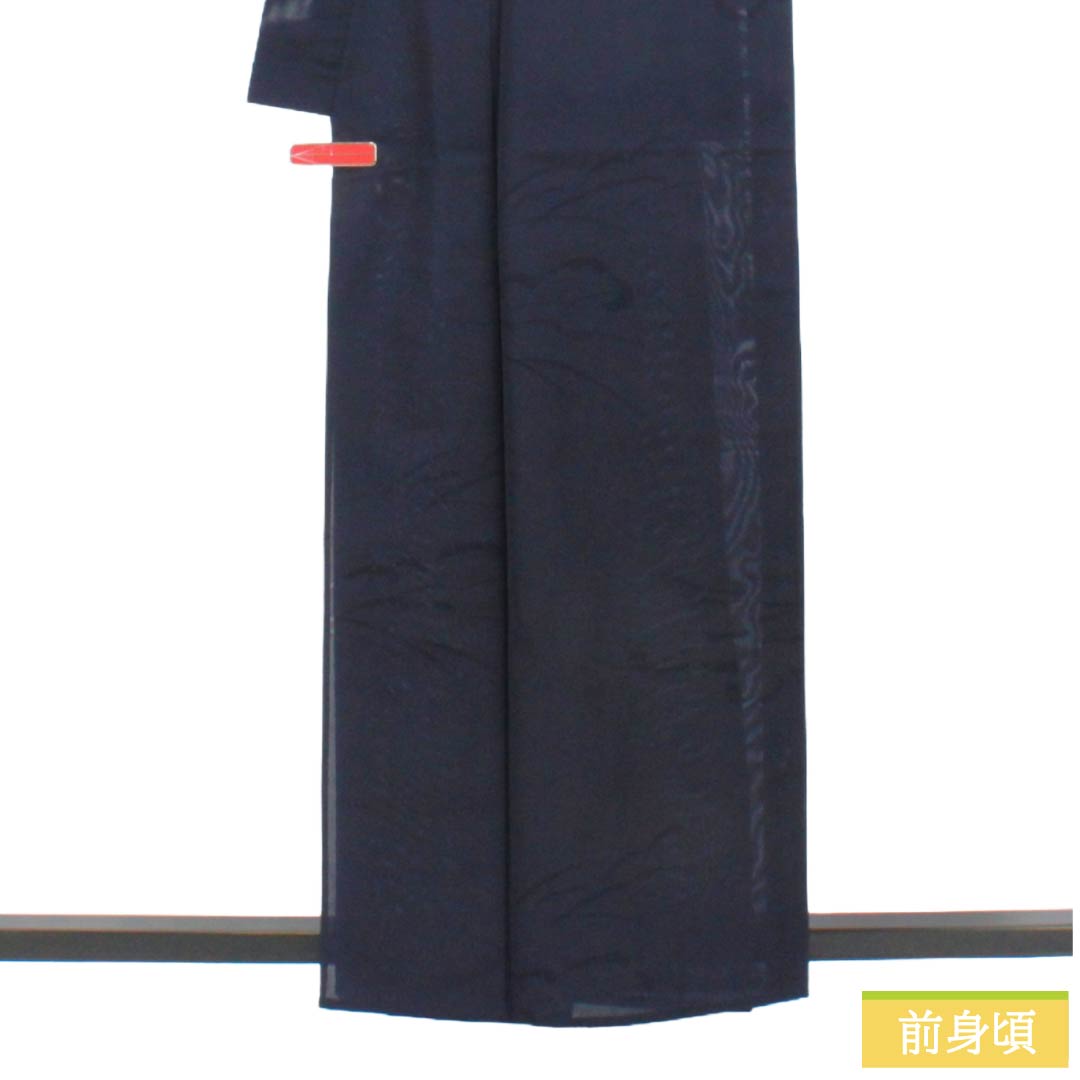 夏物 正絹 色無地 Sランク 身丈159.5cm 裄丈65cm 濃紺色（のうこんいろ） 雲取り 紗 紺系 1132004782318