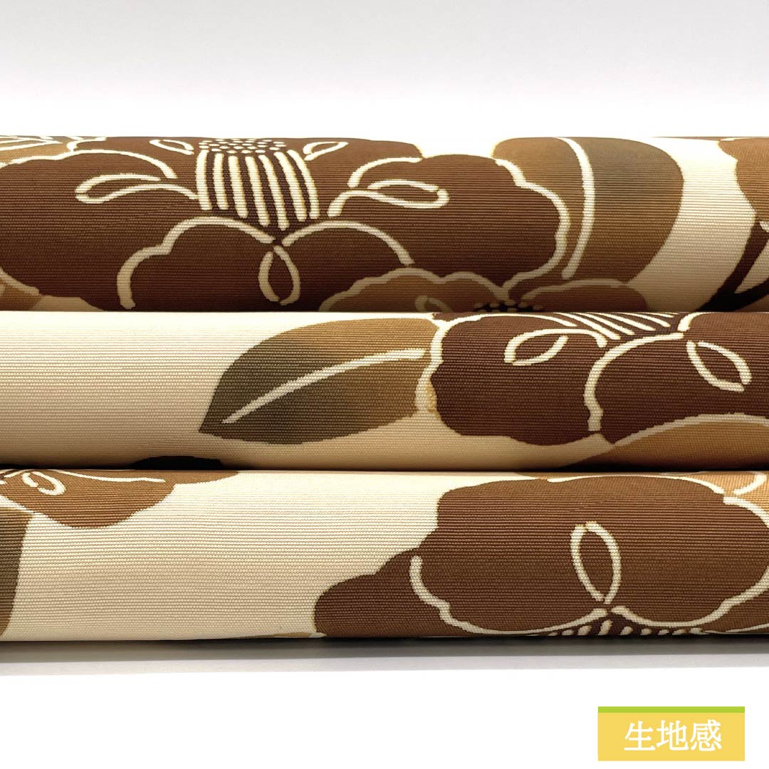 名古屋帯 正絹 Bランク 東京白茶色（とうきょうしらちゃいろ） 塩瀬 椿 京紅型 帯丈368cm 全通 カジュアル クリーム系 1124009224315 開き仕立て