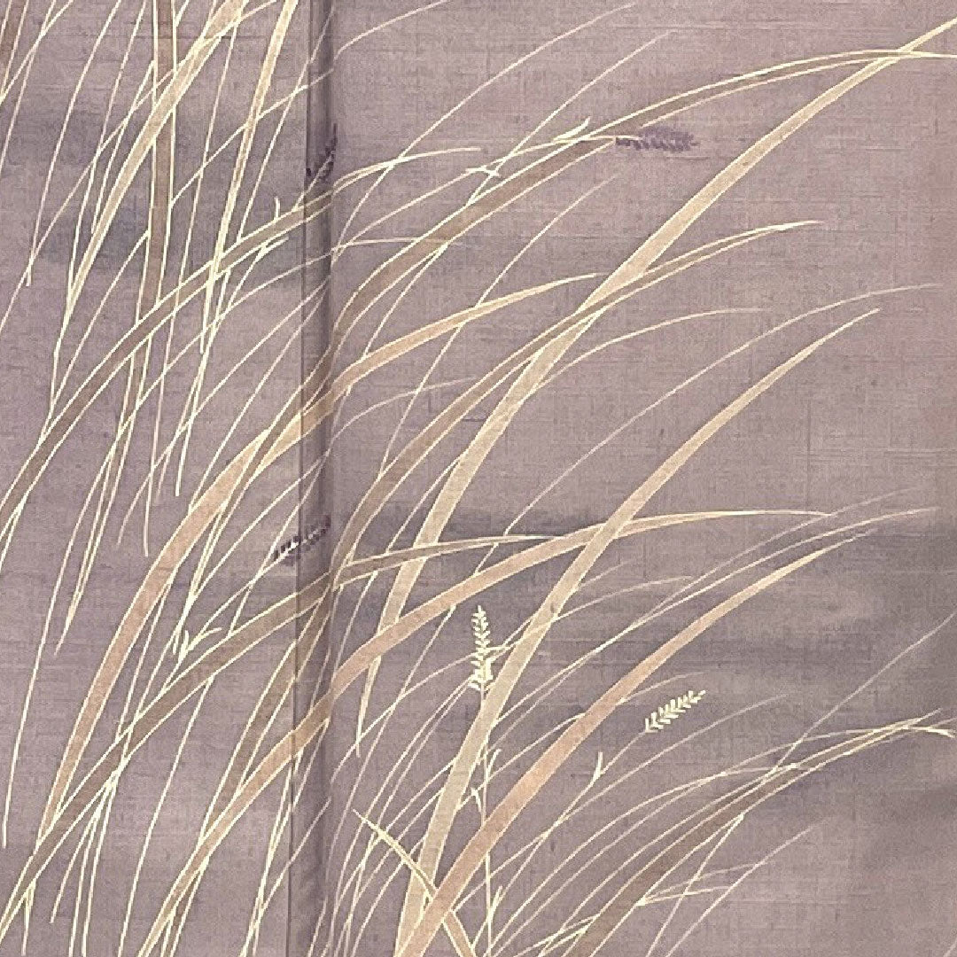 Homongi (formal kimono) Length 161cm Sleeve length 66cm Awning pattern Tsumugi fabric Pure silk S rank Purple 1112000762420