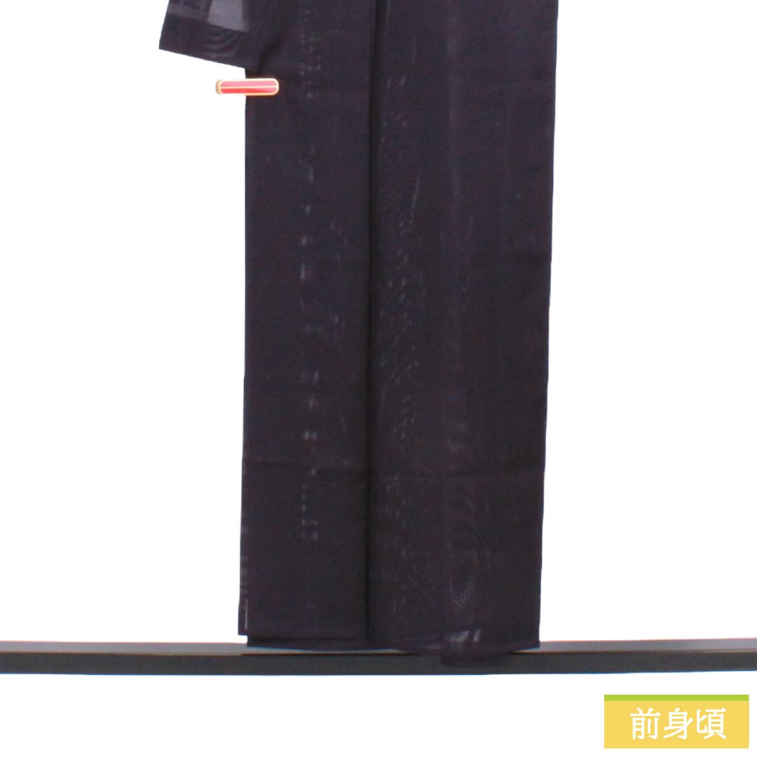 夏物 ポリエステル 色無地 Sランク 身丈153.5cm 裄丈62.5cm 紫烏色（しうしょく） 洗える着物 素無地 絽 紫系 1132003952220