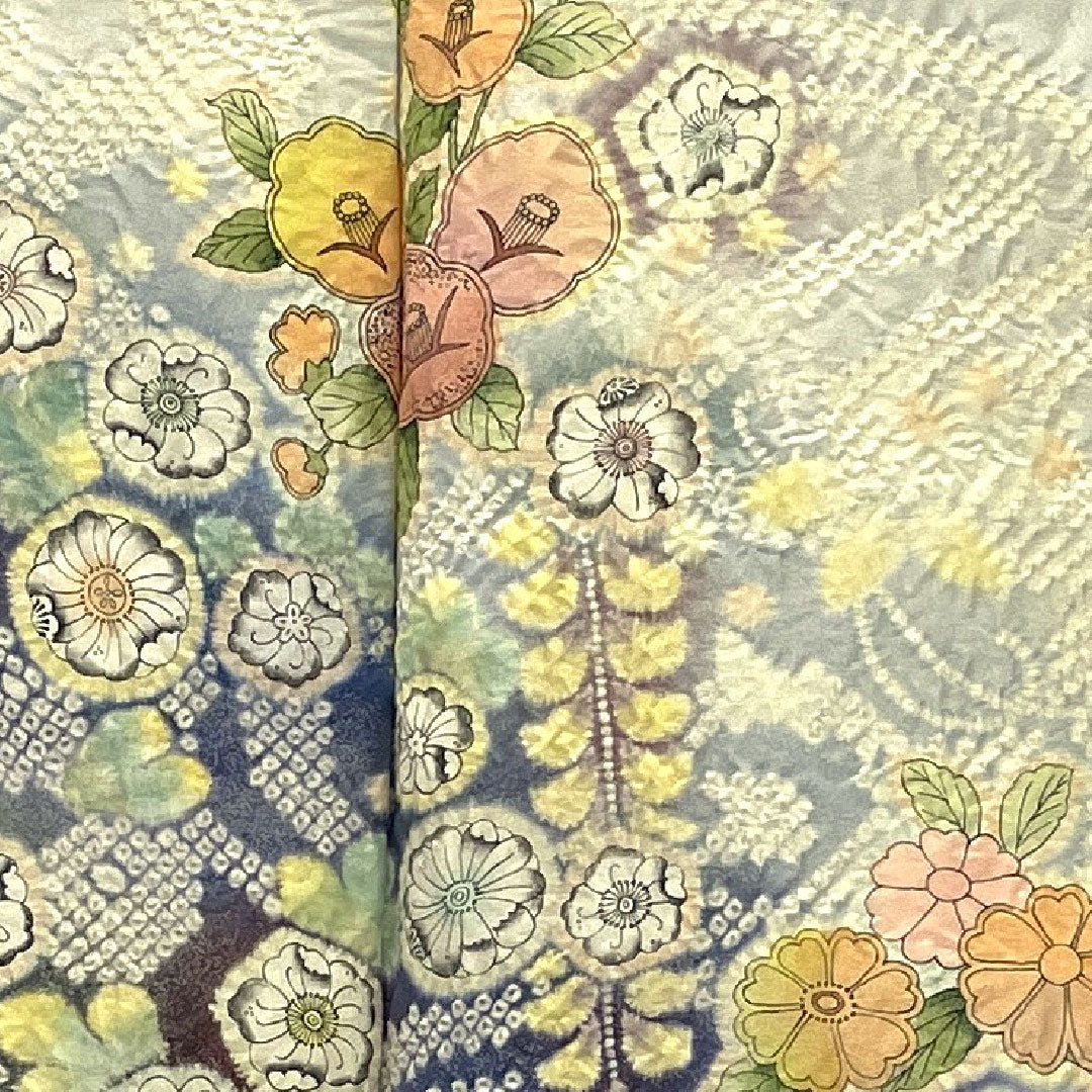 訪問着 袷 身丈159cm 裄丈66cm 辻ヶ花 銀通し 作家物 正絹 Sランク グレー系 1112000532322