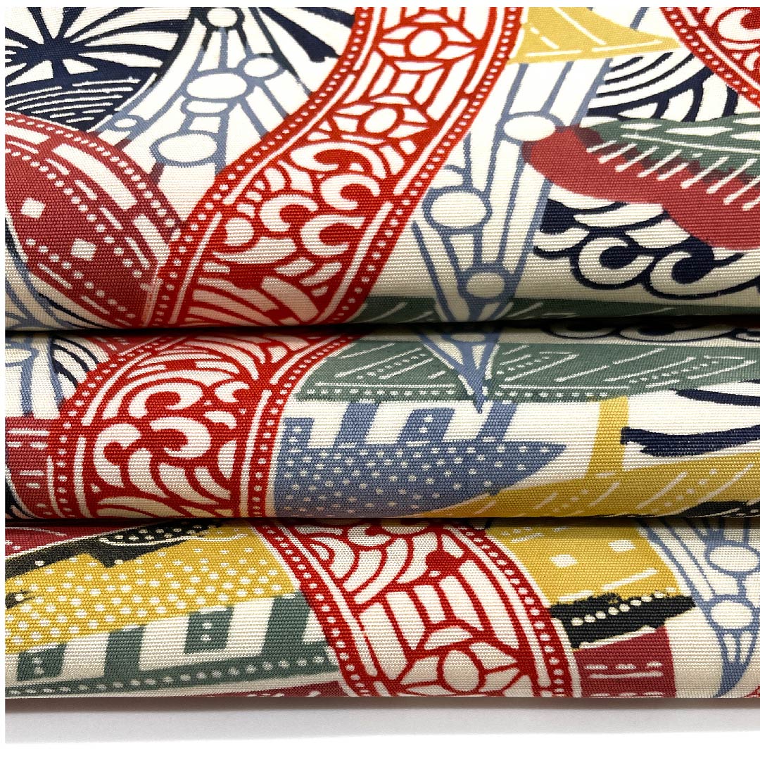 名古屋帯 茜色 型染 京紅型 抽象模様 帯丈350cm 正絹 Sランク 全通 カジュアル 赤系 1124003552312  名古屋仕立て