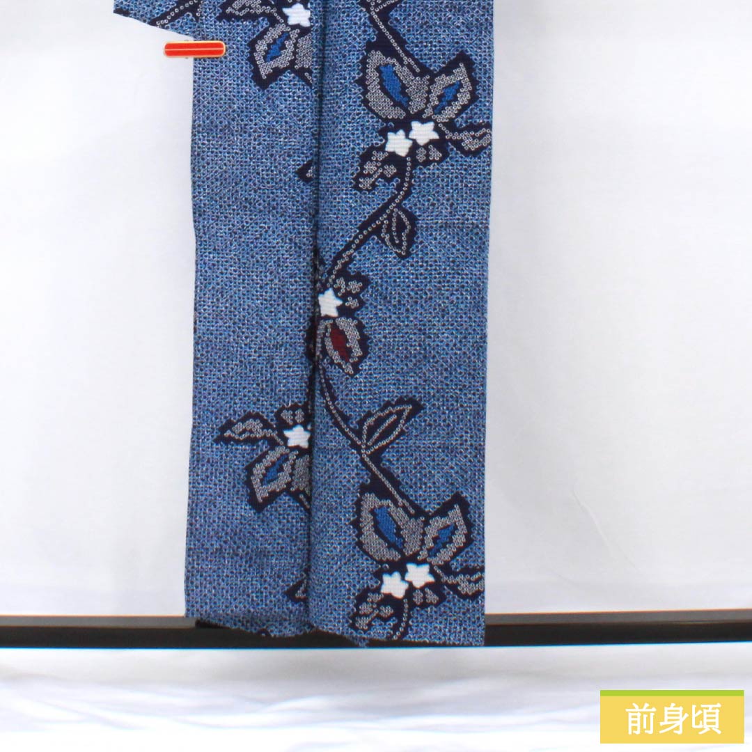 Cotton Yukata, Length 155cm, Sleeve Length 63cm, Rank A, Single Layer, Navy Blue, Abstract Floral Ripple Design, Product Number 1118005873318