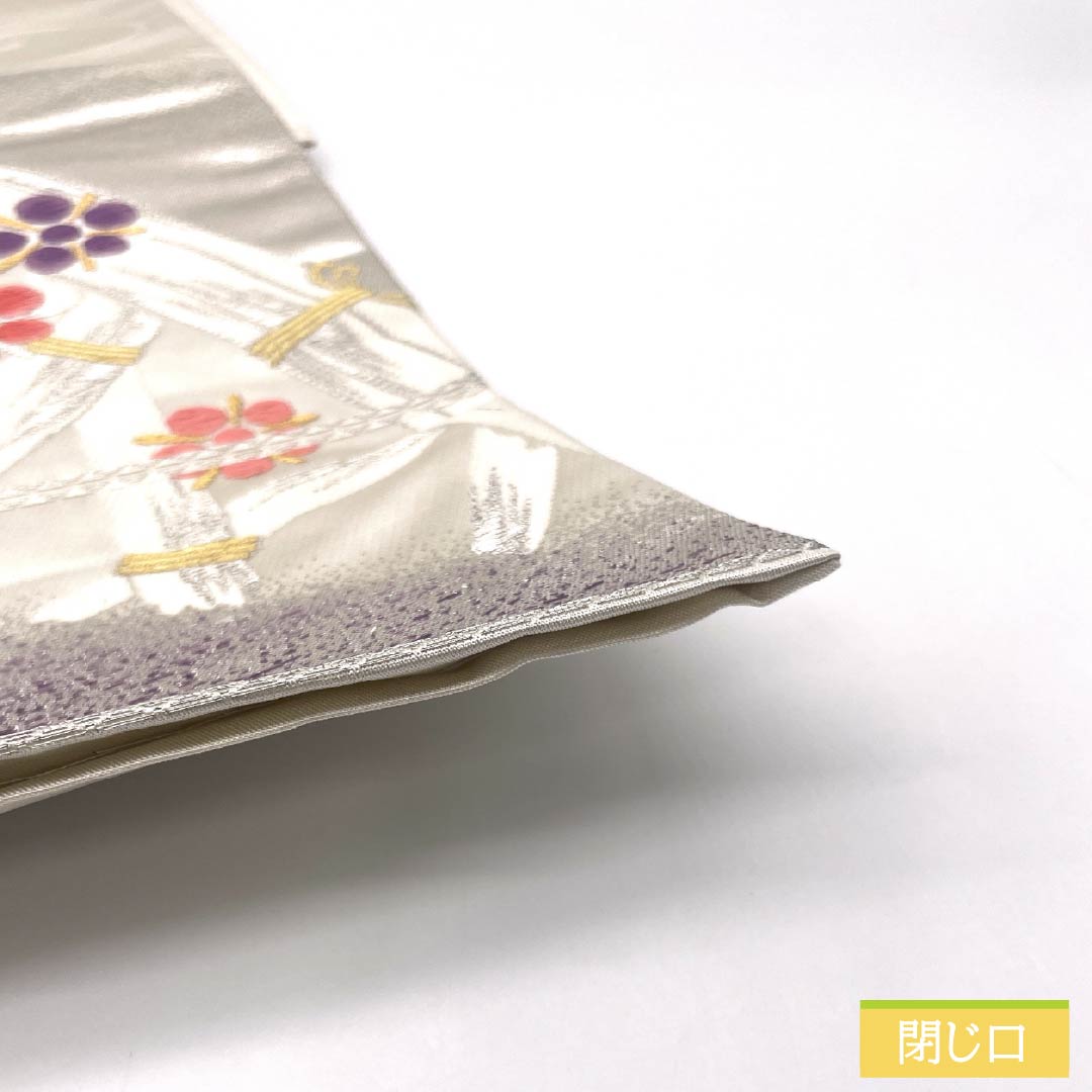 袋帯 正絹 Sランク 竹垣 流水 梅鉢 留袖用 帯丈432cm 六通 セミフォーマル 銀系 1123015362322