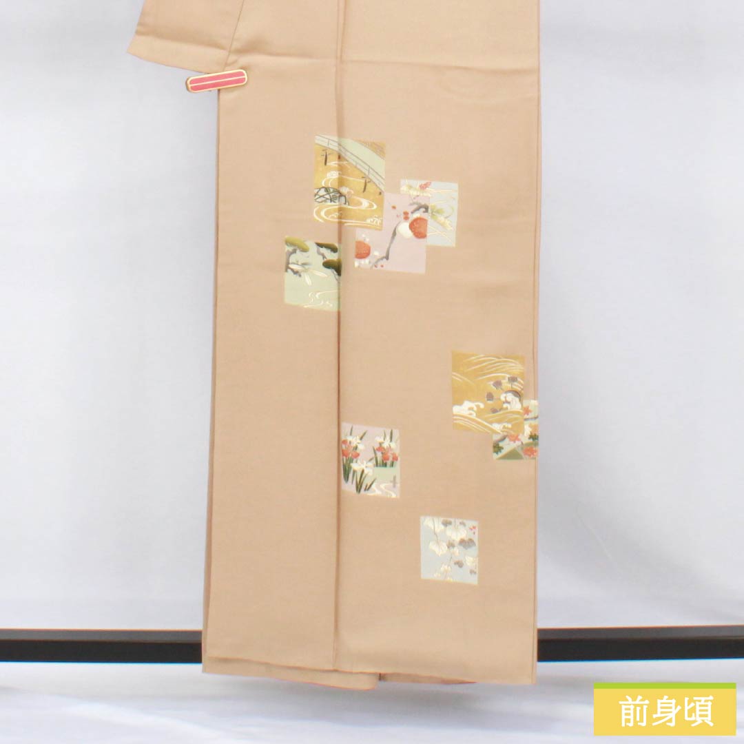 リサイクル着物】訪問着 正絹 Aランク 袷 身丈157cm 裄丈64.5cm 胡桃色