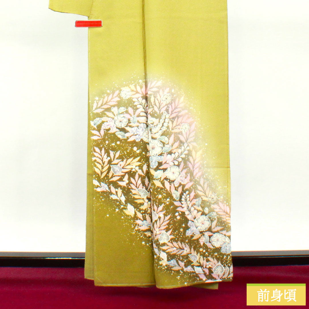 訪問着 正絹 袷 身丈161cm 裄丈68cm 若苗色（わかなえいろ） 京友禅 辻ヶ花 桐屋翠山工房謹製 しつけ糸付き 未使用品 Sランク 緑系 1112004482419