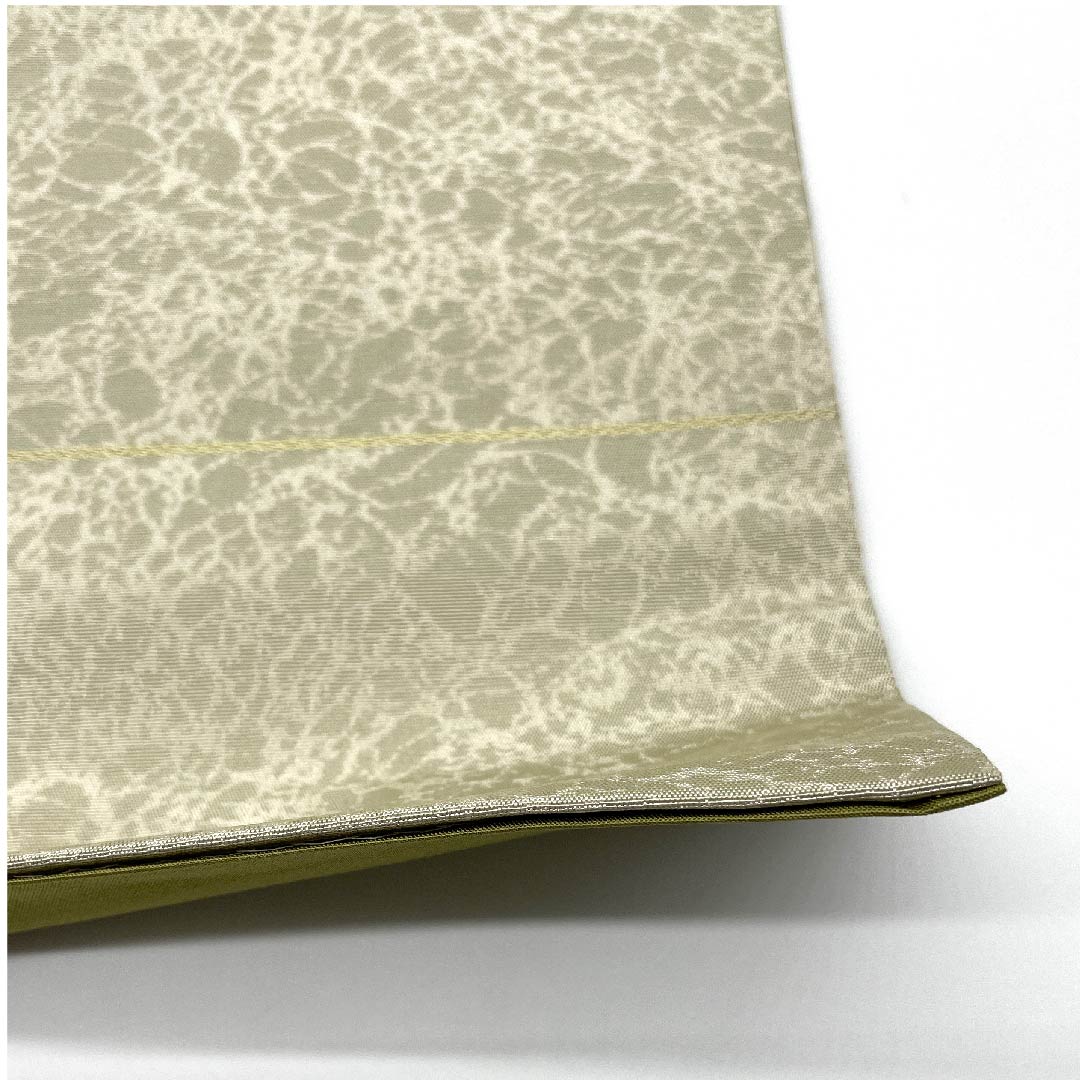 袋帯 卯の花色（うのはないろ） 人間国宝 中村勇二郎 伊勢型 切嵌 帯丈450cm 正絹 Aランク 六通 セミフォーマル クリーム系 1123006903315