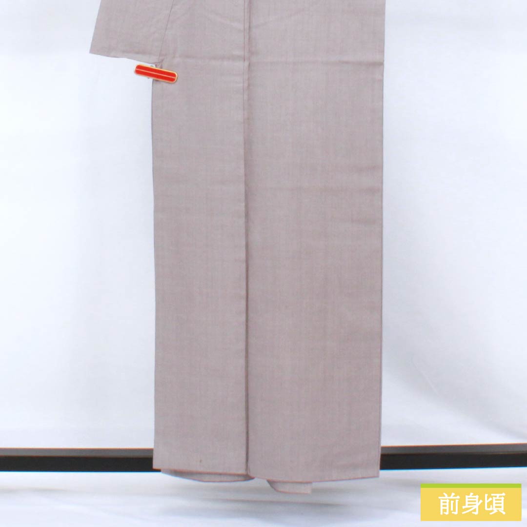 色無地 正絹 Aランク 身丈155.5cm 裄丈63cm 鈍紫色（にぶむらさきいろ） 一つ紋 蔦 真綿紬 袷 紫系 1114002673320