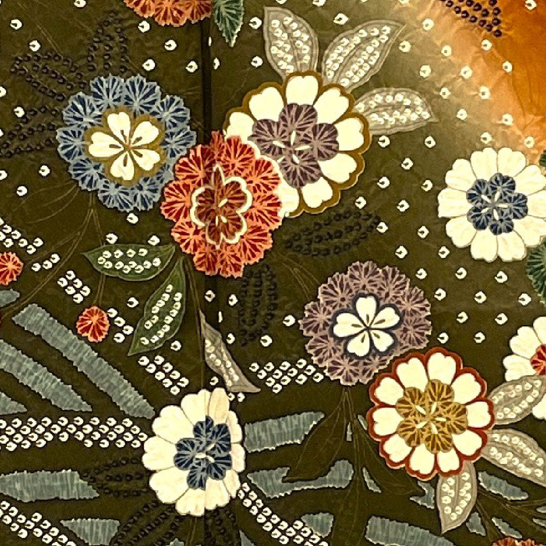 訪問着 袷 身丈158cm 裄丈64cm 絞り 草花模様 正絹 Bランク 茶系 1112001044314