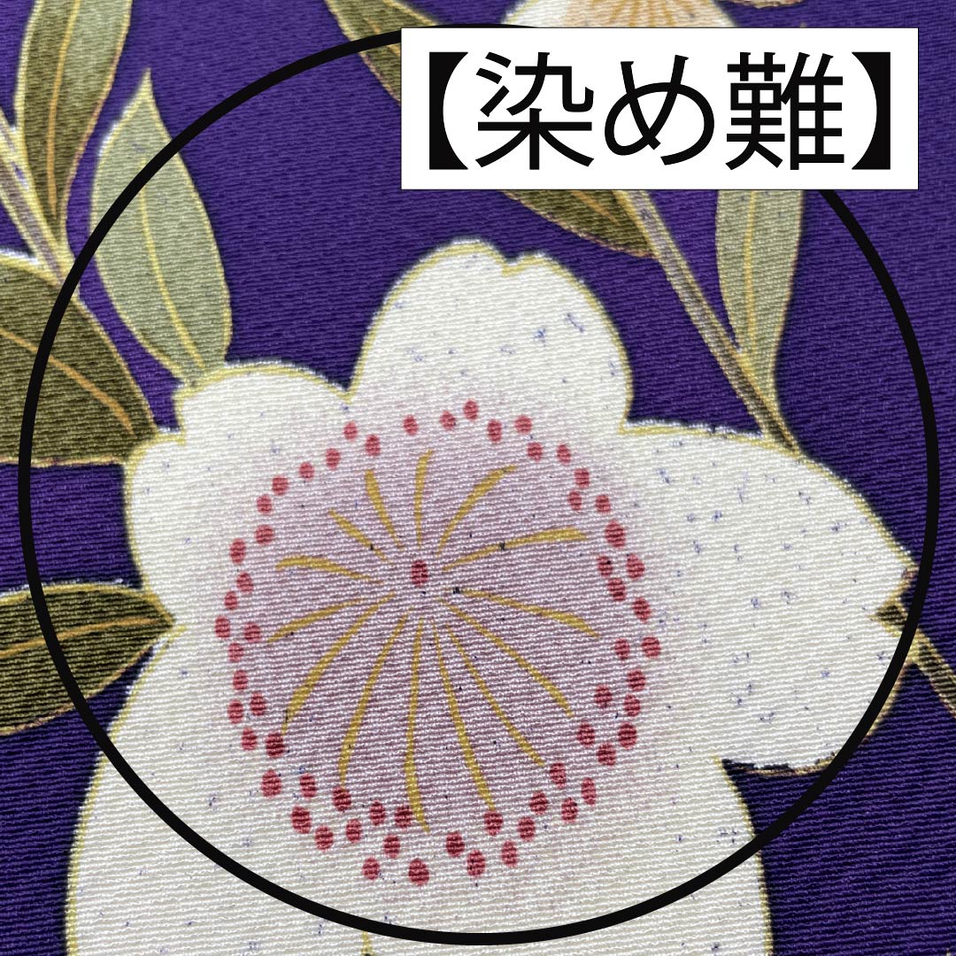 Fabric, Komon, Pure Silk, Eggplant Navy Blue, Tango Chirimen, Cherry Blossom, Floral Pattern, New Rank, Purple, 1130001091920