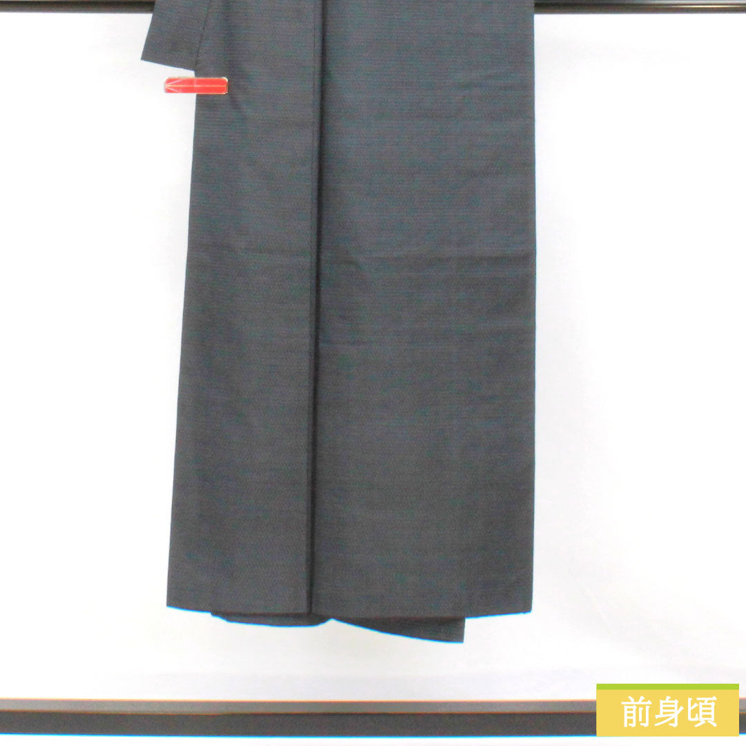 男物 正絹 Sランク 身丈141cm 裄丈68cm 大島紬 100亀甲 袷 紺系 1119001712418