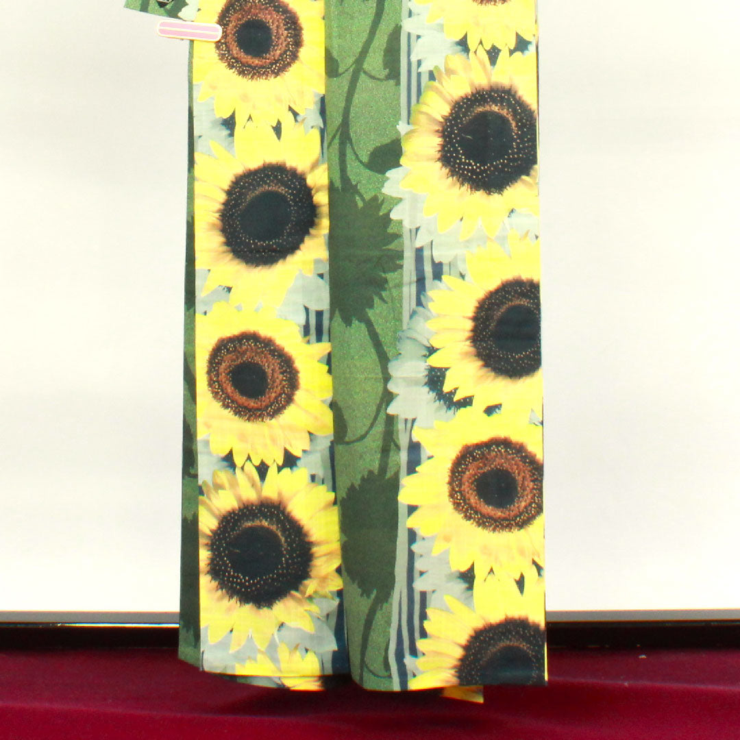 浴衣 しつけ糸付き 未使用品 向日葵 木綿 Sランク 単衣 身丈159cm 裄丈66cm グラデーション系 1118002032399