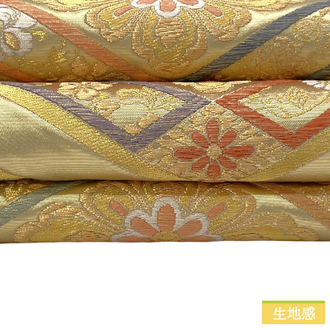 袋帯 正絹 Aランク 金色（きんいろ） 唐織 引箔 振袖用 留袖用 帯丈434cm 六通 フォーマル 金系 1123018663321
